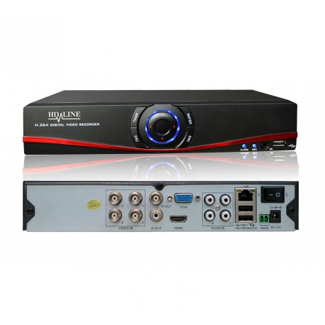 HD-LINE Enregistreur DVR 4 sorties Hybride  AHD et IP - Vidéosurveillance caméras AHD 960P et IP 1080P 