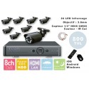 Überwachungskamera Set DVR  8 Ausgänge Farbe + 8 Kameras WA-150PAL + 8x 20m BNC Kabel  + 1 Adapter 8in1 + 1 Netzteil 5A