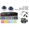 Kit videosurveillance AHD DVR 4 sorties  + 2 Cameras domes DZ-450 AHD + 2x 20m cable BNC + 1 adaptateur 4en1 + 1 alimentation 5A