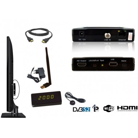 HD-LINE Mini HD 800 Mini décodeur satellite FTA + Antenne WIFI + Déport IR avec affichage des chaines