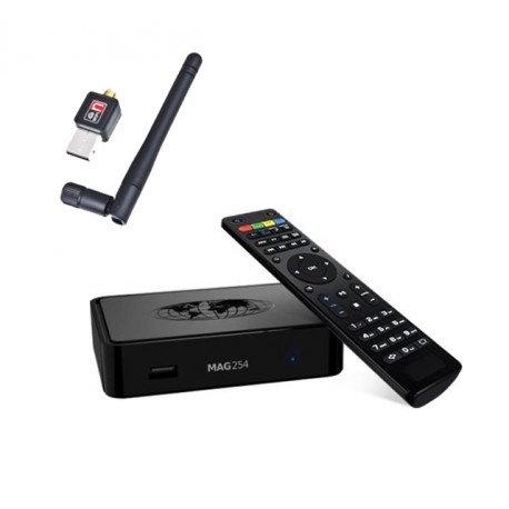 MAG 254 + W-LAN Stick -  IPTV SET TOP BOX Multimedia Player Internet TV IP Receiver
