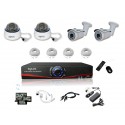 Überwachungskamera Set IP NVR + 2 Dome IP-1200 + 2 IP-1300 Kameras + 4x 20m RJ45 + 4x Adapter DC/RJ45 + 1/4 Splitter + Netzteil