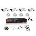 Kit Vidéosurveillance IP NVR + 4 caméras IP-1250 + 4x 20m RJ45 + 4x adaptateurs DC/RJ45 + 1/4 splitter + Alim