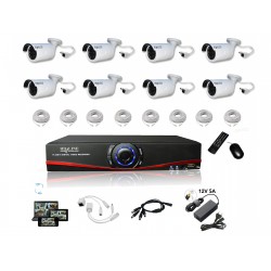 Überwachungskamera Set IP NVR + 8 IP-1250 Kameras + 8x 20m RJ45 + 8x Adapter DC/RJ45 + 1/8 Splitter + Netzteil