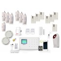 HD-LINE AL-18 Kit alarme sans fil GSM SIM + 7 detecteurs PIR + 7 detecteurs porte + 2 detecteurs fumee + sirene