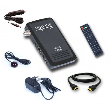 HD-LINE HD-100 + 12V Zigarettenanzünderbuchse Mini Sat-Receiver FTA HD Ideal für Camping / Mit Beep Signal