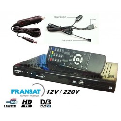 Décodeur Fransat Digihome HD + Déport infrarouge + Cable allume cigare - Compatible 12V camping