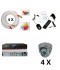 Überwachungskamera Set DVR 4 Ausgänge + 4 Dome Kameras MD-200G + 4x 20m BNC Kabel+ 1 Adapter 4in1 + 1 Netzteil 5A