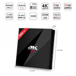 H96 Pro+ 4K Android Smart TV Box Media player S912 32GB Android 7.1 OCTA Core 64 bit H.265