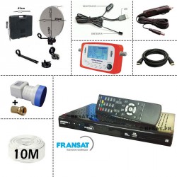 Kit camping: PARABOLE 37CM + LNB SINGLE + SF-500 + ALLUME CIGARE+  Deport IR Jack + Cable 10M + DIGIHOME DSF-300HD 12/220V