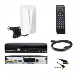 Kit TNT Décodeur HD DVB-T2 H.265 + antenne TNT HD-940T