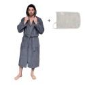 Leyf men's and boys' bathrobe size L 100% OEKO-TEX® certified cotton - soft microfiber bathrobe, hood