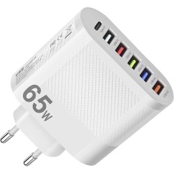 chargeur  usb A5 port  typ c 1 blanche 