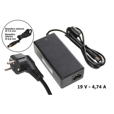 Chargeur de batterie ordinateur portable 19V 4.74A - Fiche 7.4 x 5 mm