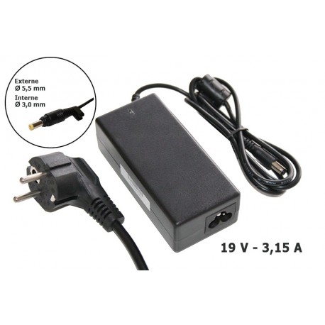 Chargeur de batterie ordinateur portable 19V 3.15A - Fiche 5.5 x 3 mm